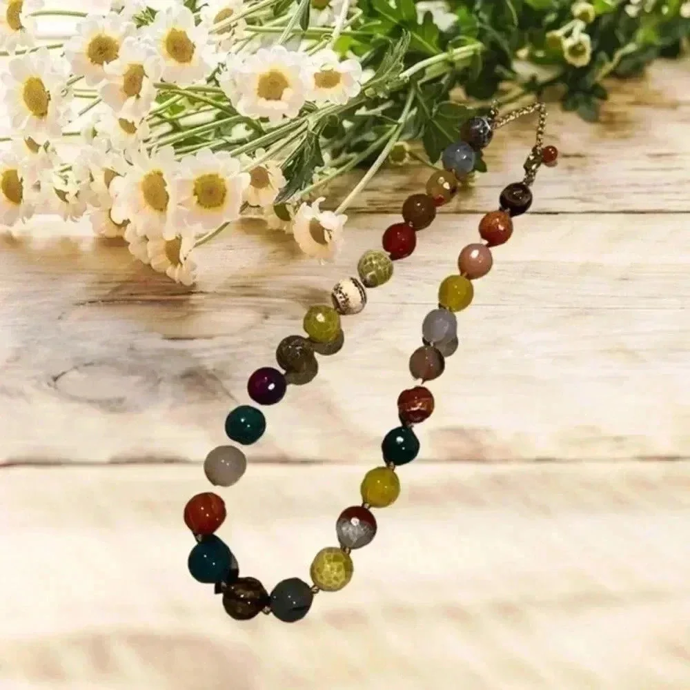 NWOT REAL STONE BEADED NECKLACE - Picture 1 of 2